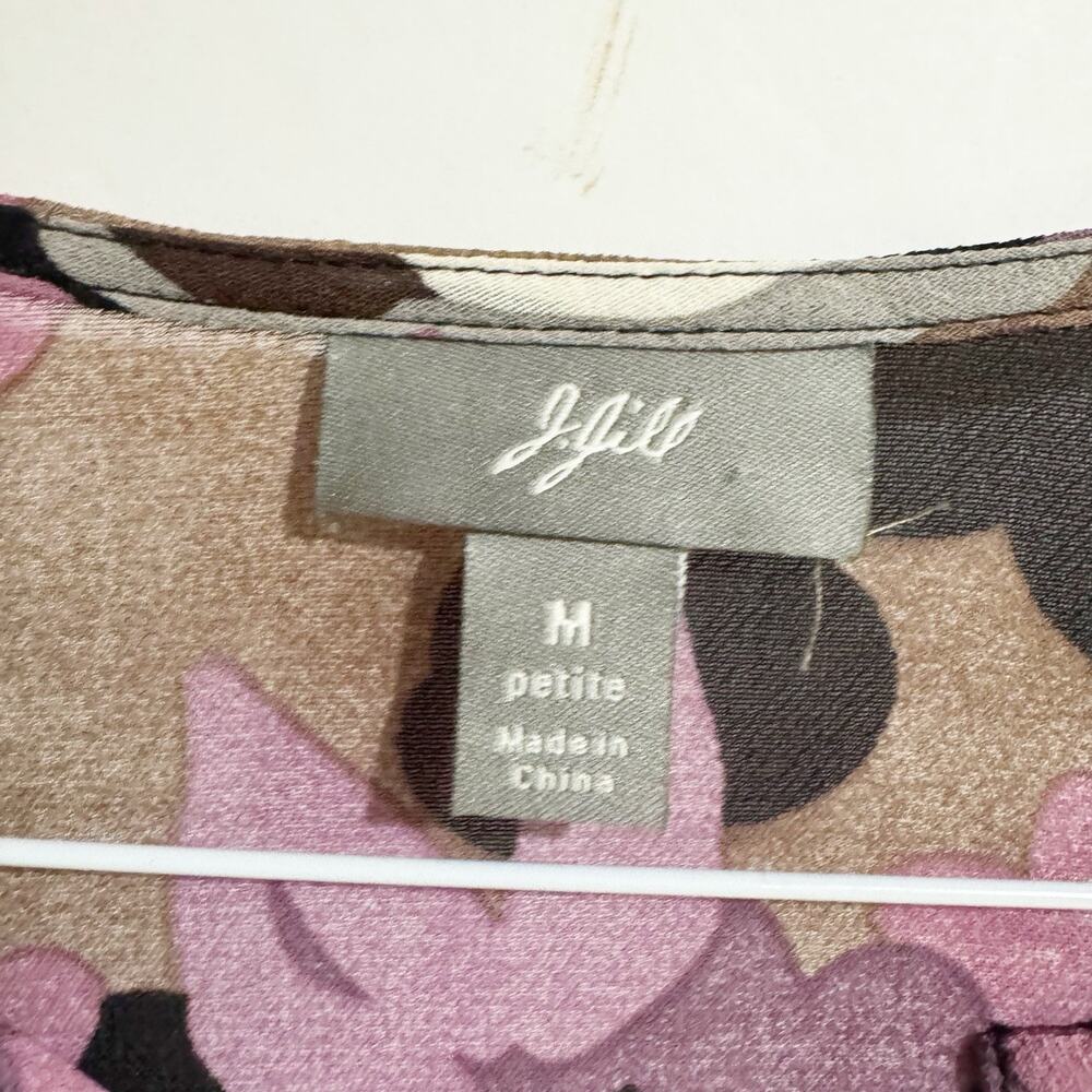 J.Jill size medium purple floral button Sheer Work Blouse - Picture 2 of 4